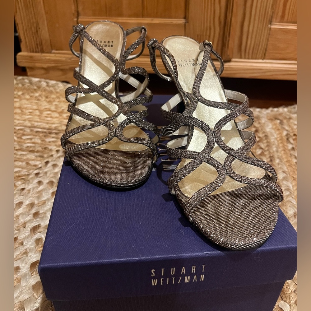 Stuart Weitzman shoes. Sparkly low heel. Worn once comes with box.